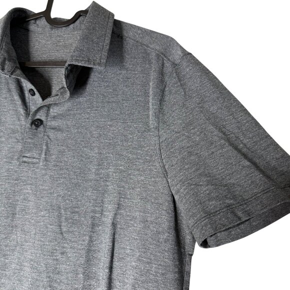 Lululemon Heather Gray Short Sleeve Polo Shirt Mens Size Small - Picture 4 of 4